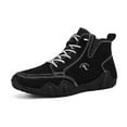 thumbnail image 1 of Mens Leather Casual Boots Lightweight High Boots Outdoor Comfort Walking Boots Slip Resistant Breathable Driving Shoes Black 11 US, 1 of 7