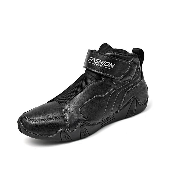 Mens Leather Casual Boots Outdoor Non-slip Bare Boots Business Formal Boots Lightweight Driving Boots Black 12 US