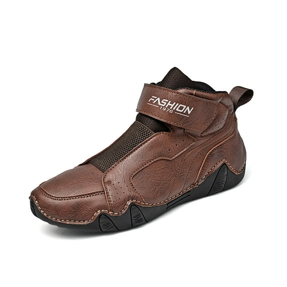 Mens Leather Casual Boots Outdoor Non-slip Bare Boots Business Formal Boots Lightweight Driving Boots Brown 8.5 US