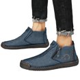 thumbnail image 1 of Mens Leather Casual Shoes Slip On Lightweight Ankle Chukka Boots Non Slip Mid top Walking Driving Loafers Blue Size 12, 1 of 7