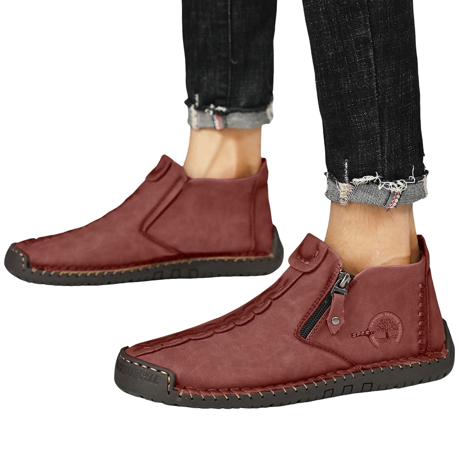 Mens Leather Casual Shoes Slip On Lightweight Ankle Chukka  display picture 3