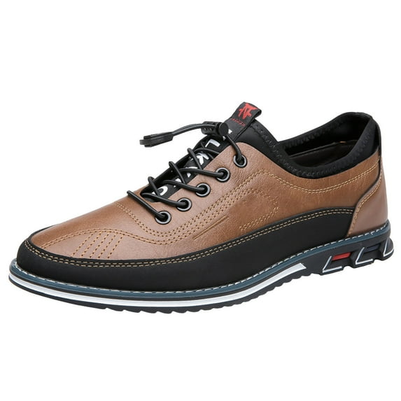 Mens Leather Casual Shoes Slip On Sneakers Wide Wideth Comfortable Non Slip Work Dress Loafers