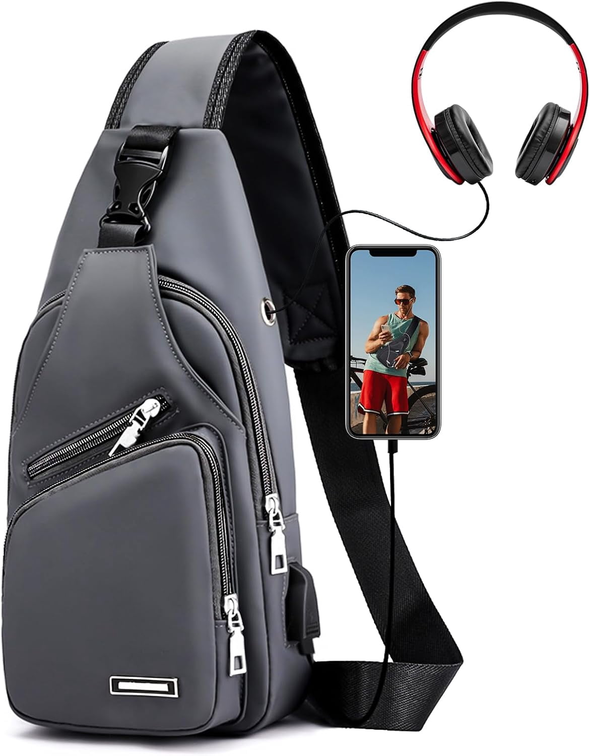 Mens Leather Crossbody Bag Trendy Sling Bag Man Purse  display picture 1