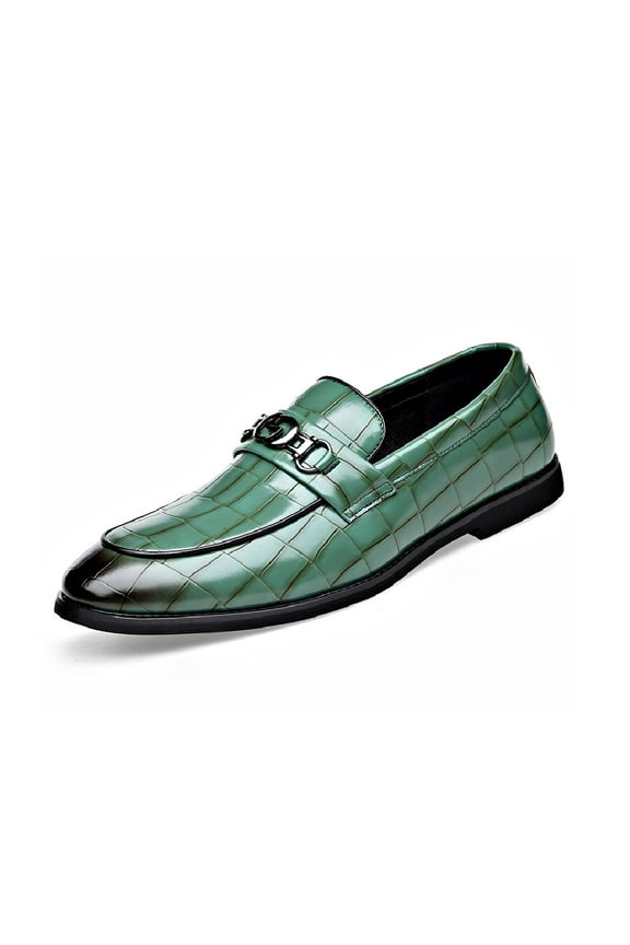 Mens Leather Dress Shoes Casual Comfort Loafers Fashion Classic Business Shoes Non-slip Breathable Driving Shoes Green 9 US