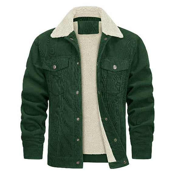 Mens Leather Jacket Fashion Solid Pocket Cardigan Button Sweater Oversized Denim Jacket Women,Green,2XL