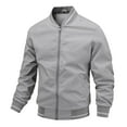 thumbnail image 1 of Mens Leather Jacket Loose Sports Casual Bussiness Full Zip Oversized Denim Jacket Women,Light Gray,2XL, 1 of 3