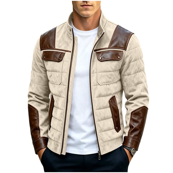 Mens Leather Jacket Moto Style Real Lambskin Leather Jacket Quilted Cafe Racer Classic Zip Up Biker Jacket for Men