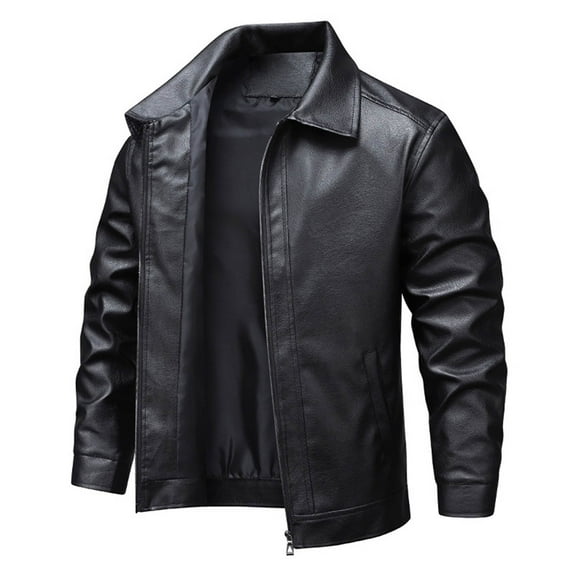 Mens Leather Jacket Motorcycle Black Biker Jackets Vintage Faux Leather Bomber Outwear Casual Lightweight