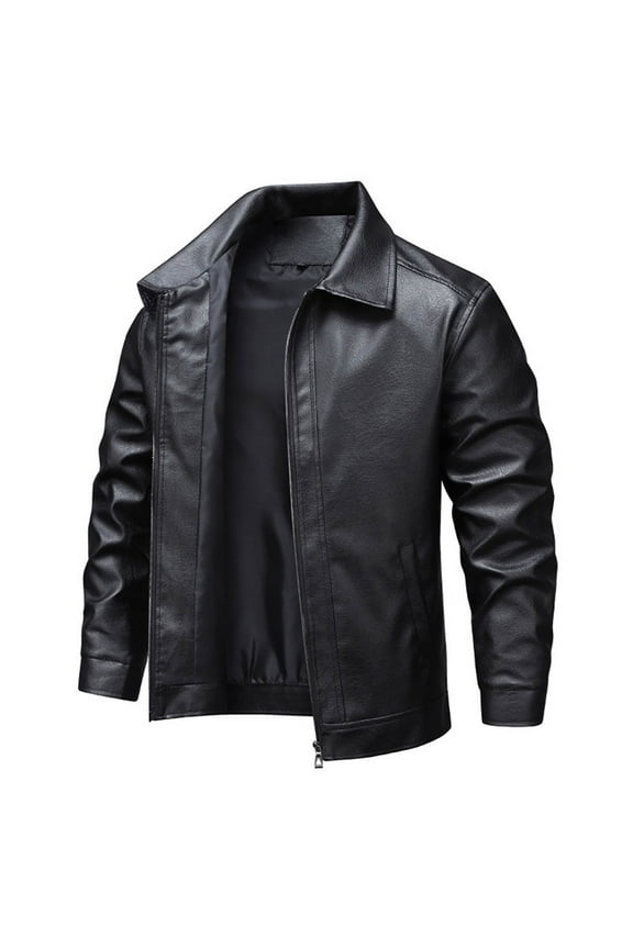 Mens Leather Jacket Motorcycle Black Biker Jackets Vintage Faux Leather Bomber Outwear Casual Lightweight