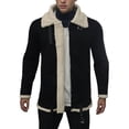 thumbnail image 1 of Mens Leather Jacket Plus Size Lined Winter Jackets Casual Sheepskin Shearling Collar Thermal Coats, 1 of 2