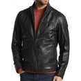 thumbnail image 1 of Mens Leather Jacket Slim Fit Biker Motorcycle Black Genuine Lambskin Jacket Coat A278, 1 of 3