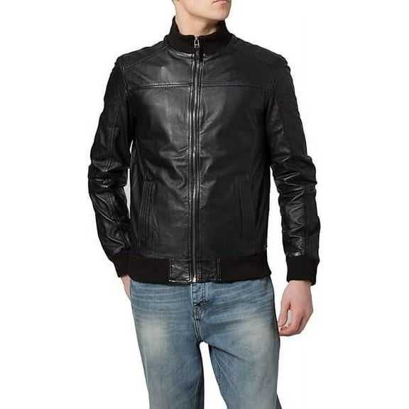 Mens Leather Jacket Slim Fit Biker Motorcycle Genuine Lambskin Black Jacket Coat A820