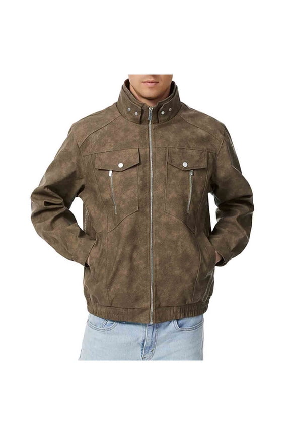 Mens Leather Jacket Work Men's Black Jackets Casual Stylish Blazer Lightweight Thermal Crop Coats Business Light Jackets Trendy Coats