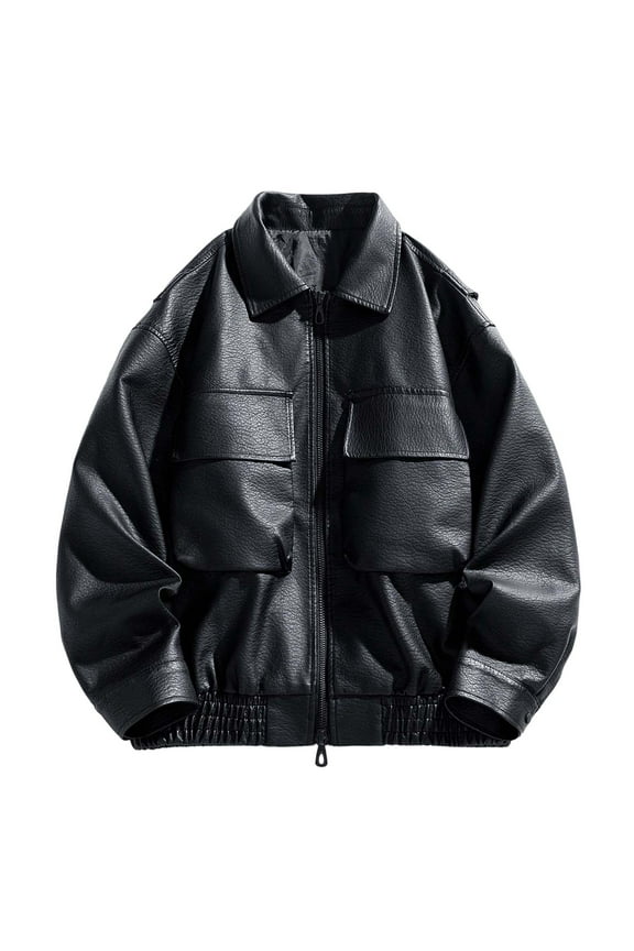 Mens Leather Jackets Leather Bomber Jacket 90s Vintage Biker Moto Jackets Color: Black Size: L