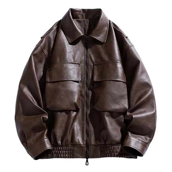 Mens Leather Jackets Leather Bomber Jacket 90s Vintage Biker Moto Jackets Color: Coffee Size: M
