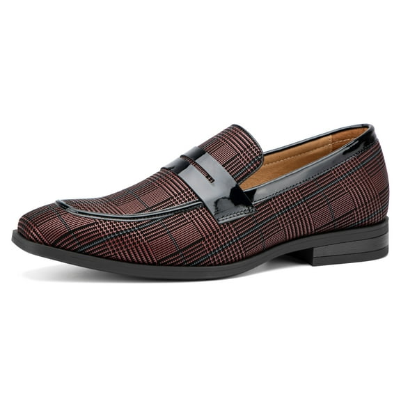 Mens Leather Loafers Dress Shoes Loafers for Men Tuxedo Suit Shoes, Red/32, 10 US