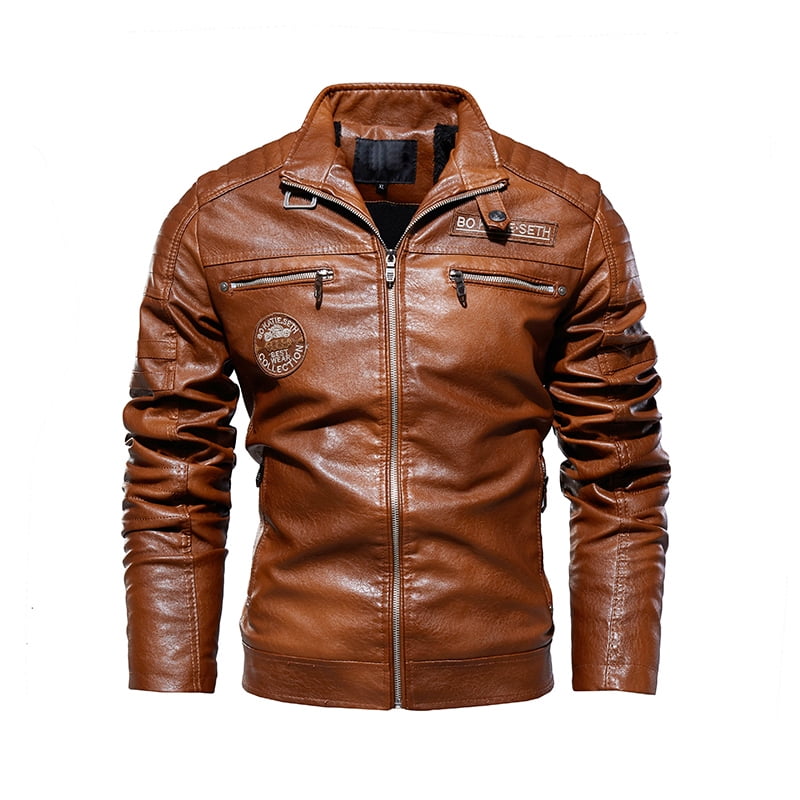 Mens Leather Motorcycle Jackets Winter Fleece Moto Riding Motorbike Racing  Cafe Racer Biker Jacket CE Armored