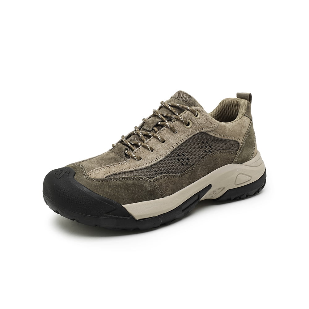 Mens Leather Outdoor Hiking Shoes Casual Breathable Sneakers Non-slip Wearable Work Shoes Comfortable Driving Shoes Brown 7.5 UK