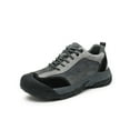 thumbnail image 1 of Mens Leather Outdoor Hiking Shoes Casual Breathable Sneakers Non-slip Wearable Work Shoes Comfortable Driving Shoes Gray 8.5 UK, 1 of 7