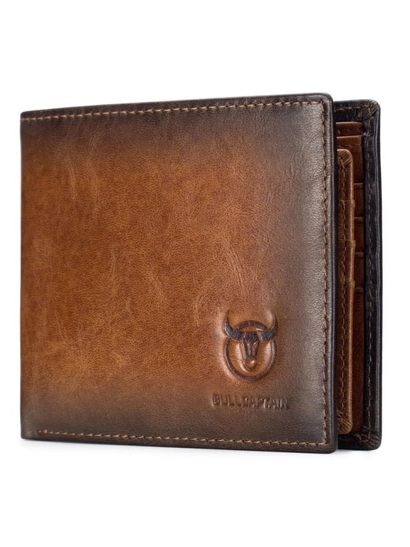 Mens Leather RFID Bifold Wallet, Genuine Leather 11 Card Slots Wallet Credit Card Holder