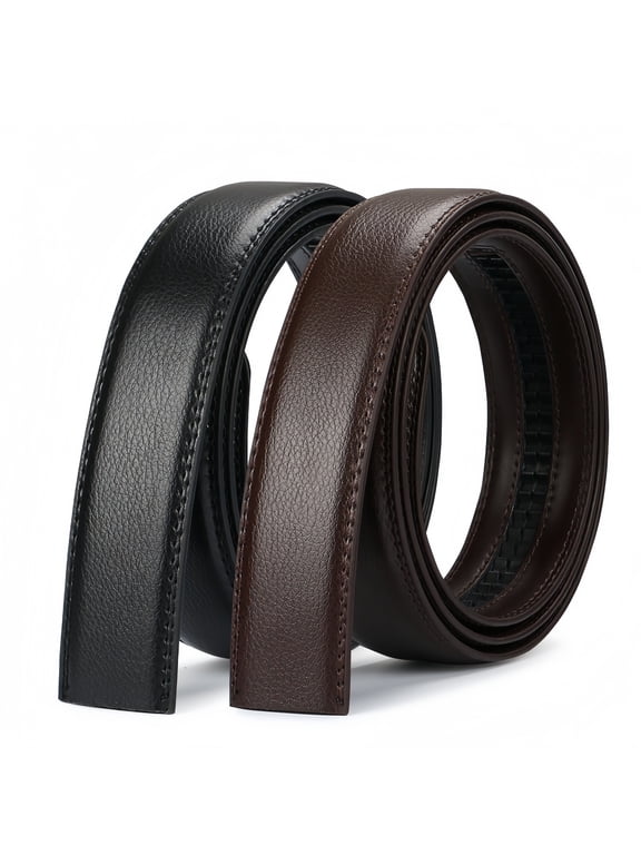 Mens Leather Ratchet Belt Strap Only 1 3/8" to Fit Adjustable Without Buckle Replacement Strap Suitable for 40MM Slide Buckle Length 51"