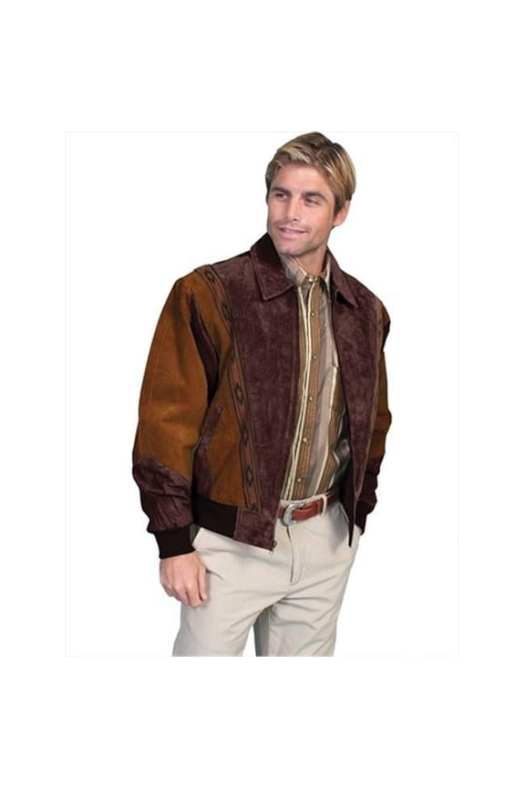 Mens Leather Rodeo Jacket - Cafe Brown/Chocolate - Large