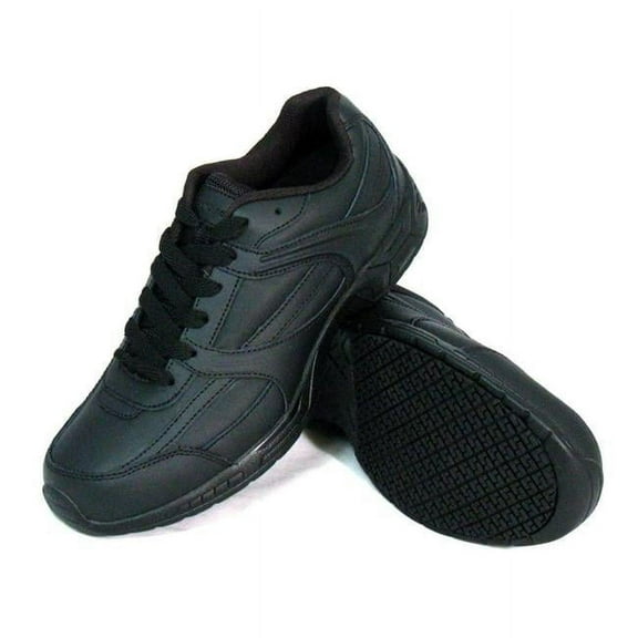 Mens Leather Slip-Resistant Jogger Work Shoe, Black - Size 14