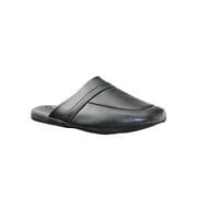 Mens Leather Slippers Open Back Slides for Men Comfortable Indoor Home Shoes