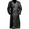 thumbnail image 1 of Mens Leather Trench Coat Black Vintage Long Coats Trench Steampunk Gothic Jacket Overcoat Fashion Windproof Jackets Black 4XL, 1 of 4