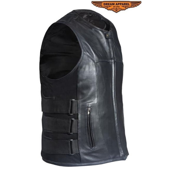 Mens Leather Vest with Straps - Small