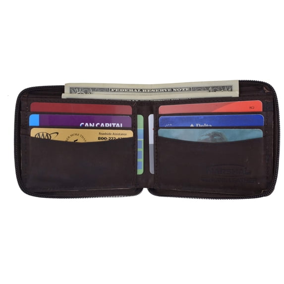 Mens Leather Wallet Pockets Money Purse Credit Card Clutch Bifold Zipper 1456 CF