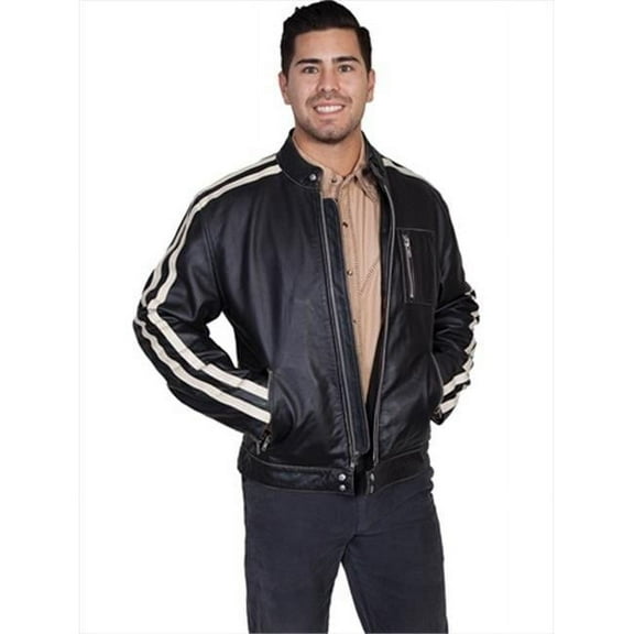 Mens Leather Wear Jacket- Charcoal - Extra Large