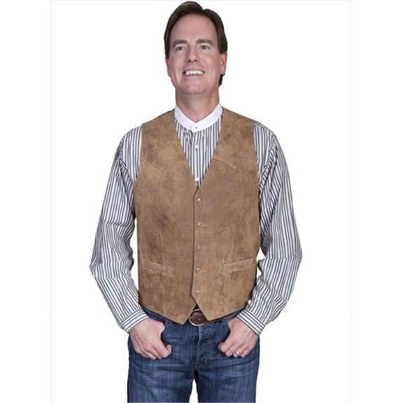 Mens Leather Wear Western Vest, Maple, Size 48
