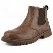 Mens Leather Work Shoes Water Resistant Steel Toe Safety Shoes Oil Resistant Construction for Working