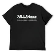Mens Lebanese Yalla Habibi Arabic Arab And Islam Muslim Round Neck T-Shirt Black Small