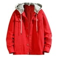 thumbnail image 1 of Mens Leisure Solid Color Buckle Hooded Denim Jacket Coat, 1 of 4