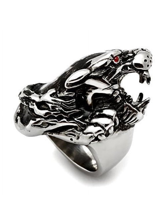 Mens Leopard Beast Ring Anillo Para Hombre 316L Stainless Steel Ring Ruby Eyes