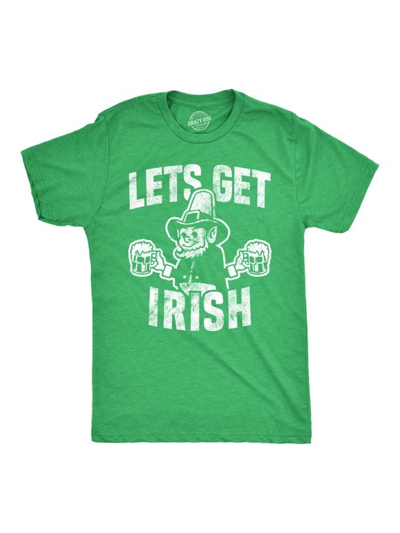 Mens Let's Get Green T shirt Funny St Patricks Day Leprechaun Green Novelty Tee Graphic Tees