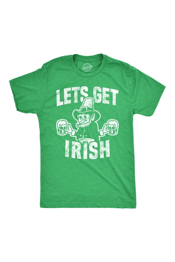 Mens Let's Get Green T shirt Funny St Patricks Day Leprechaun Green Novelty Tee Graphic Tees