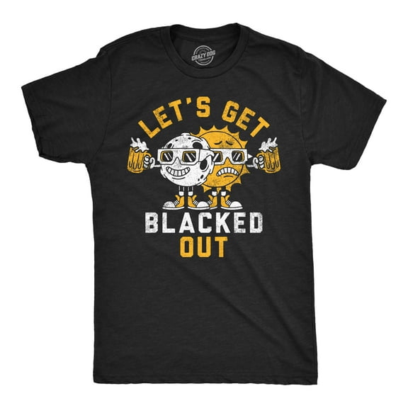 Mens Lets Get Blacked Out Funny Solar Eclipse Party Graphic Tee for Men Graphic Tees
