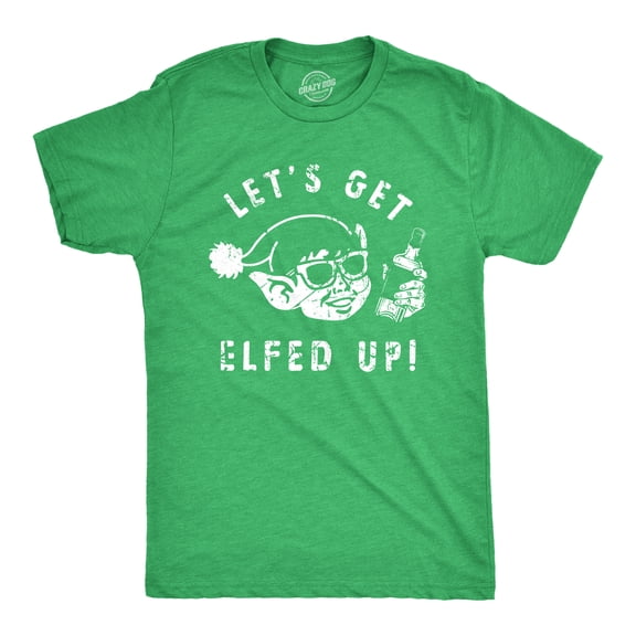 Mens Lets Get Elfed Up T Shirt Funny Crazy Christmas Partying Booze Drinking Tee for Guys Graphic Tees