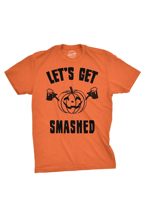 Mens Lets Get Smashed Funny T shirts Pumpkin Halloween Costume T shirt Graphic Tees