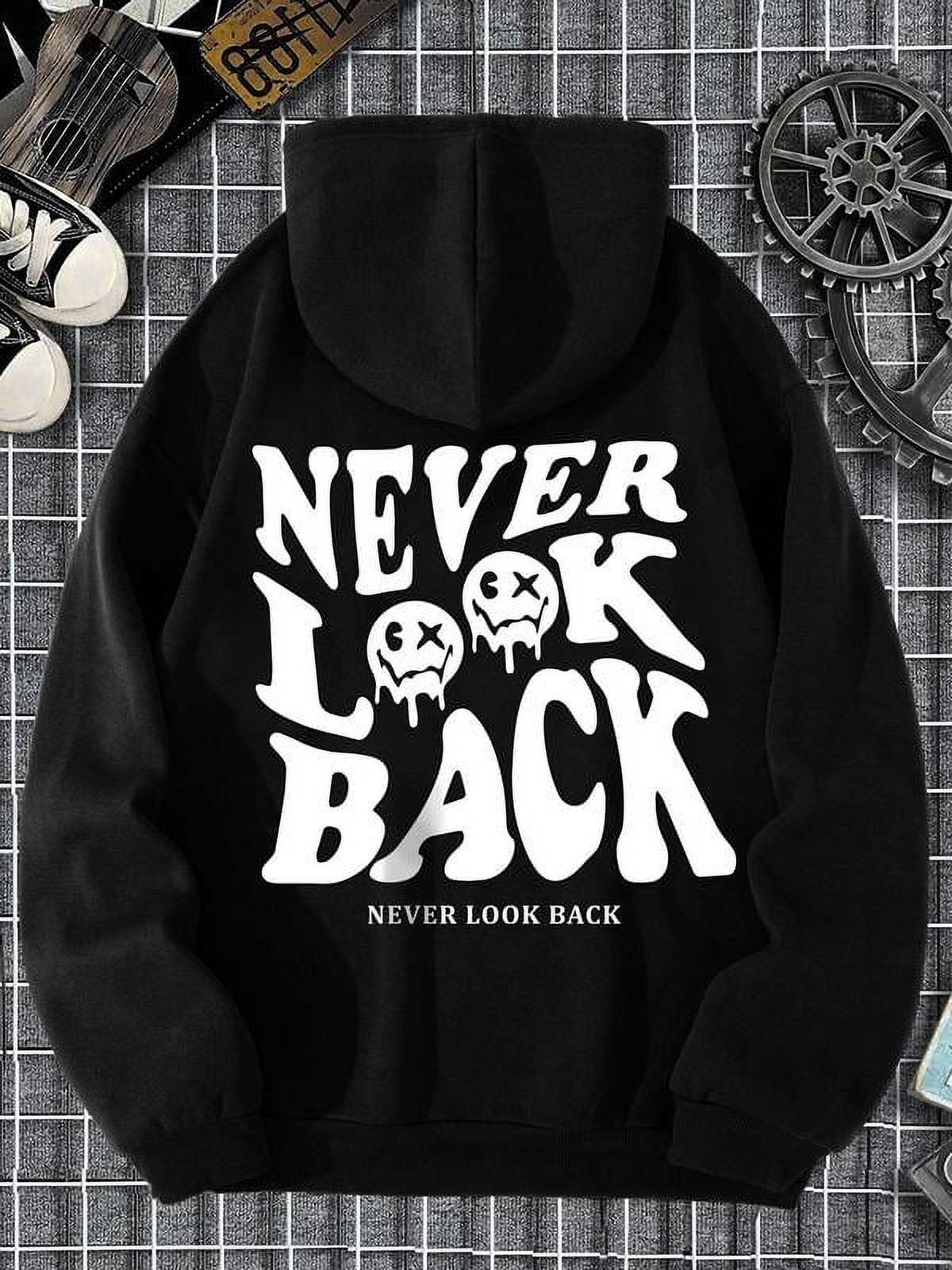 Mens Letter Cartoon Face Print Thermal Lined . Regular Fit Casual Soft