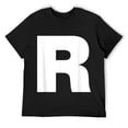 thumbnail image 1 of Mens Letter R Capital Alphabet R Monogram Initial Name Birthday T-Shirt Black, 1 of 5