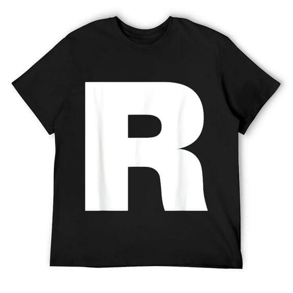 Mens Letter R Capital Alphabet R Monogram Initial Name Birthday T-Shirt Black