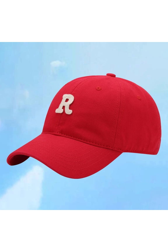 Mens Letter R Embroidery Baseball Cap Curved Brim Sun Protection Hat Summer Outdoor Sports Cap Watermelon Red