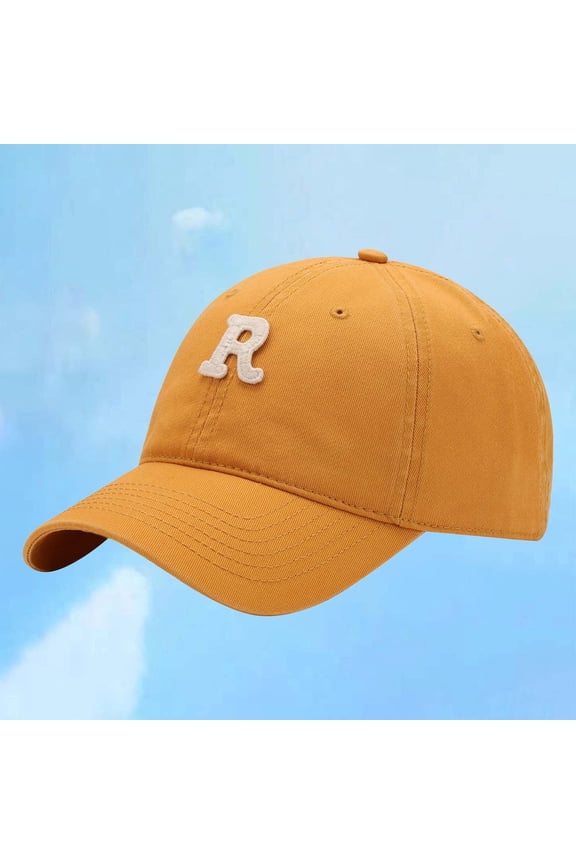 Mens Letter R Embroidery Baseball Cap Curved Brim Sun Protection Hat Summer Outdoor Sports Cap Yellow