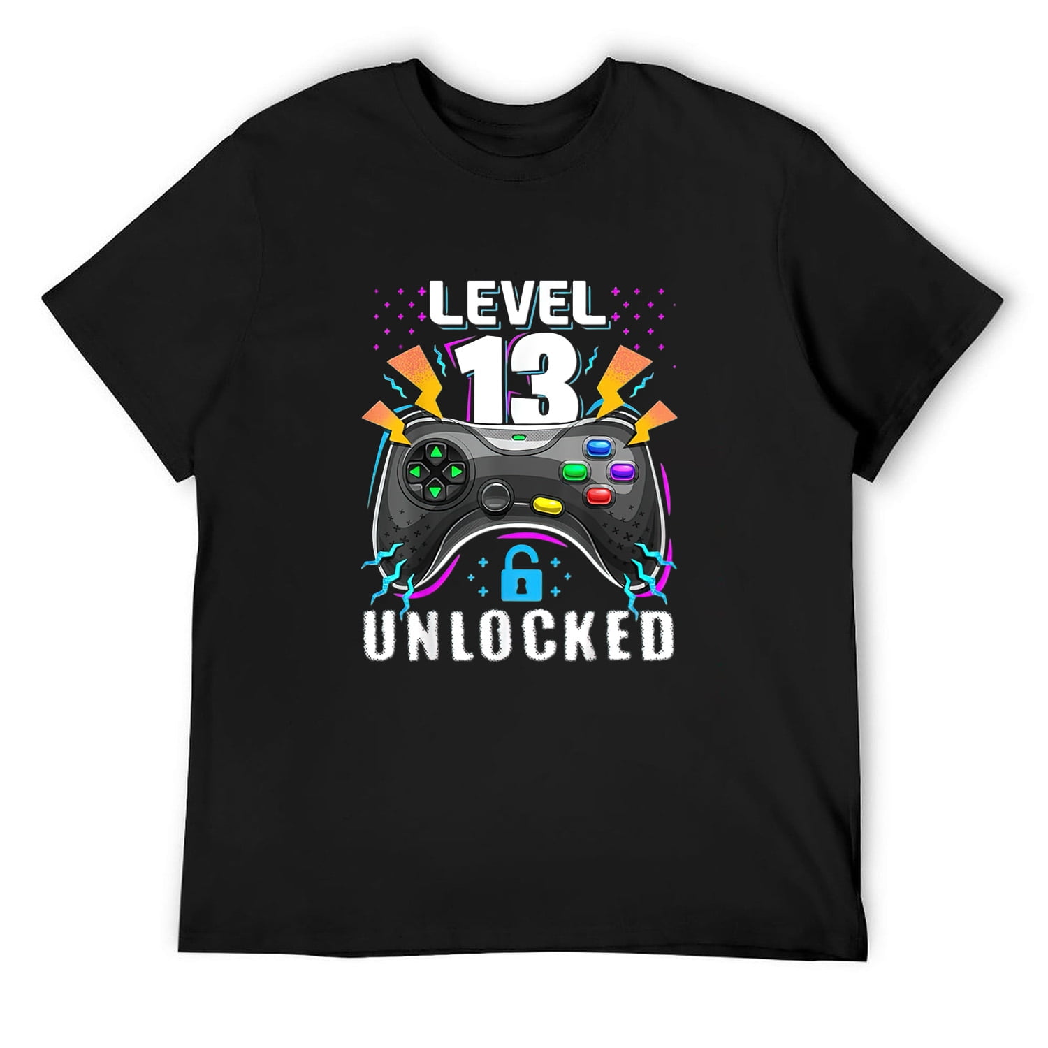 Mens Level 13 Unlocked Video Game 13Th Birthday Gamer Gift Boys T-Shirt ...