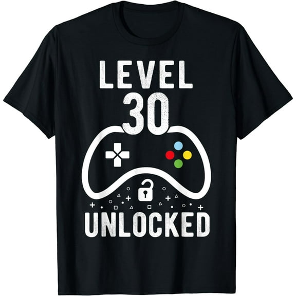 Mens Level 30 Unlocked Video Game 30th Birthday Gift T-Shirt