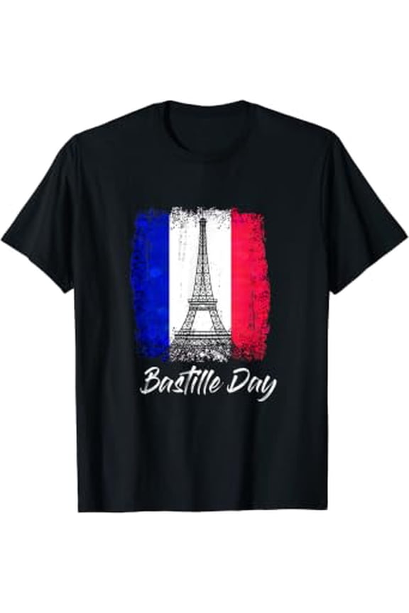 Mens Liberty Equality Fraternity Bastille Day Eiffel French Flag T-Shirt